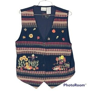 Vintage Bobbie Brooks Fall Farm Casual Vest Size Medium